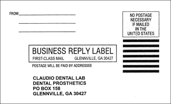 Claudio Dental Lab Mailing Label